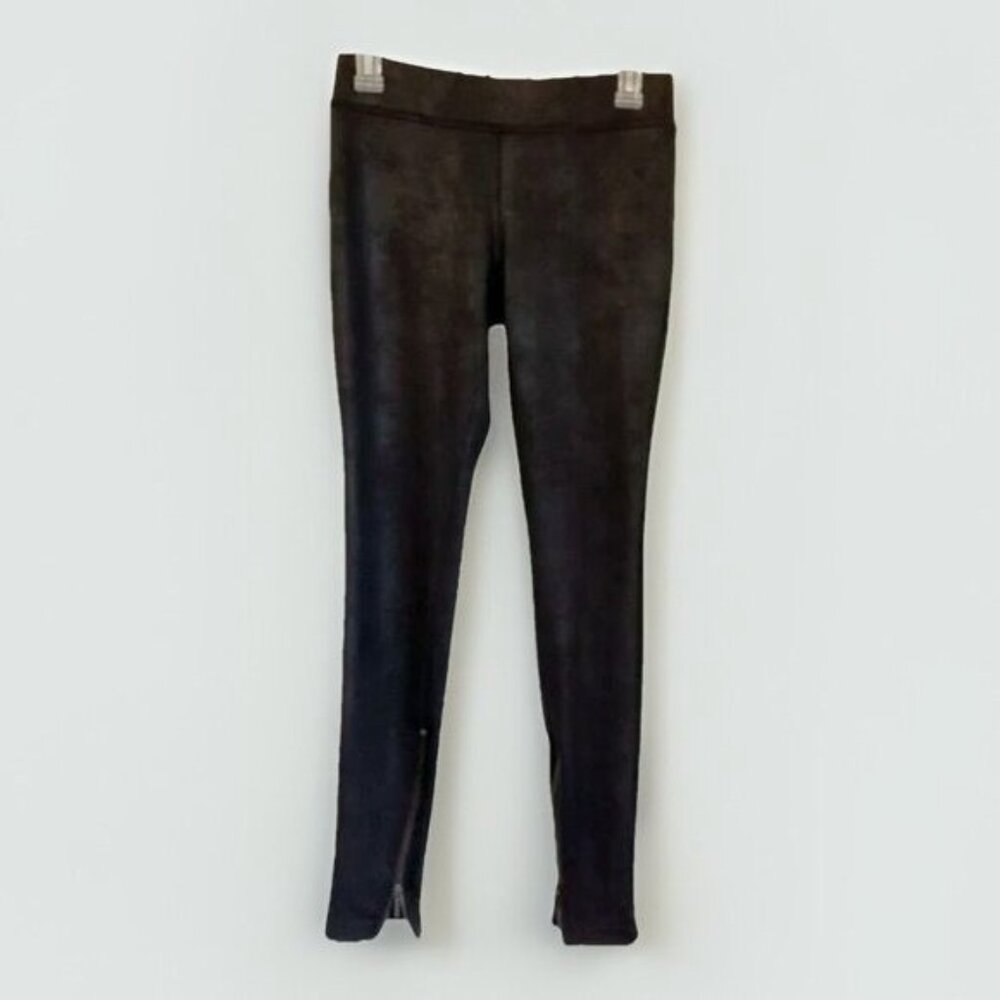 Free People Black Sheen Ankle Zip Leggings XS Stretch Pants Pull On Stretch